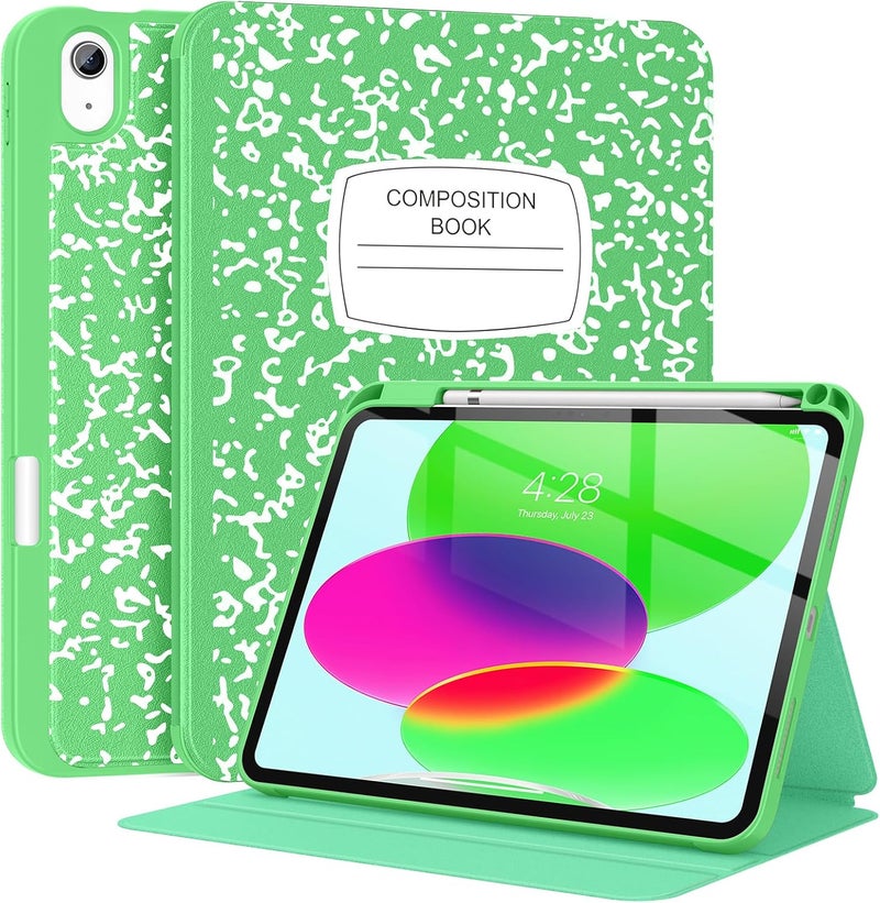 Supveco Case for iPad (A16) 11th Generation 11 inch (2025),iPad 10th Generation 10.9 inch (2022) with Pencil Holder-[Auto Wake/Sleep],Premium Folio Stand Case with Soft TPU Back Cover-Green Book - Image 1